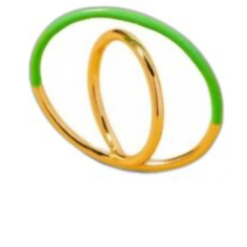 Alexis Bittar Elegant Gold and Green 14k gold plated orbit ring EUC